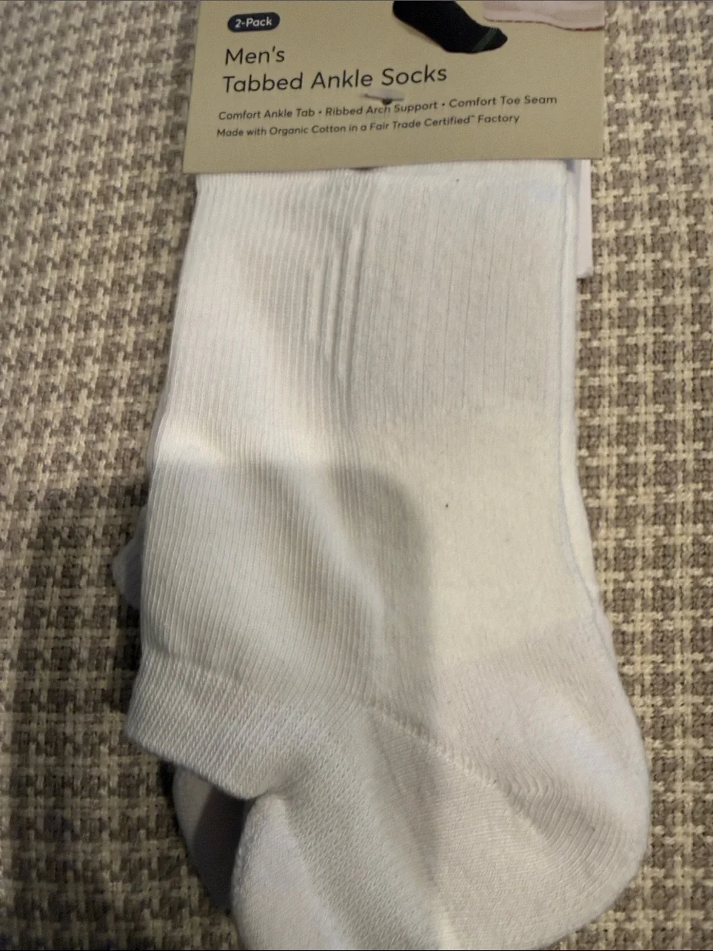Pact Men's Organic Blend-3-Pack Socks - White Ankle & Green with Rust Stripes